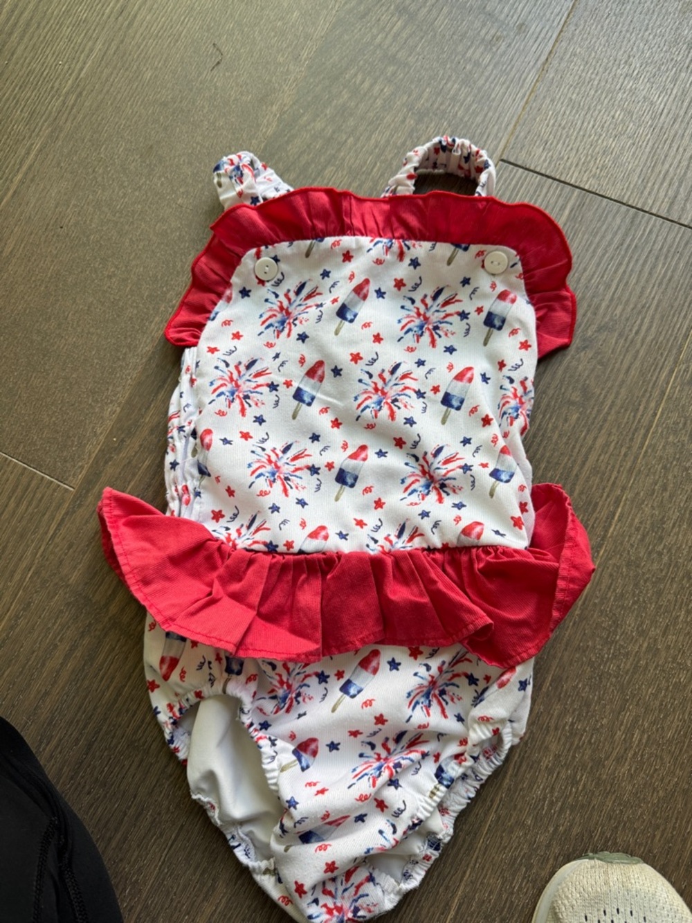 Red, White & Blue Fireworks Print One-Piece Swimsuit for Kids